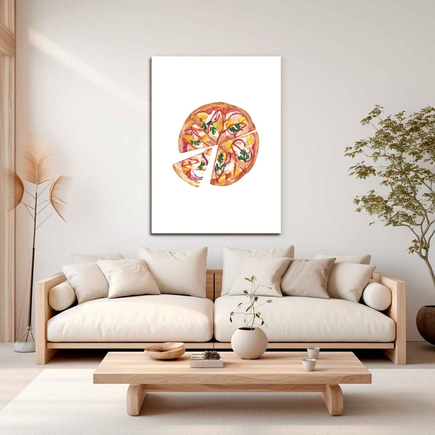 Wes Co Gallery Metal Poster Gourmet Pizza Slice 16" x 24" Home Goods - Coffee White border only Metal Art Print