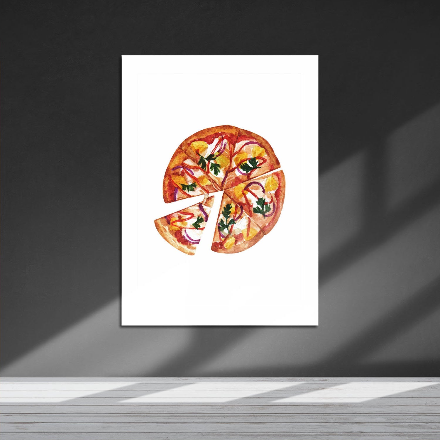 Wes Co Gallery Metal Poster Gourmet Pizza Slice 16" x 24" Home Goods - Coffee White border only Metal Art Print