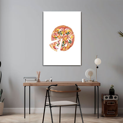 Wes Co Gallery Metal Poster Gourmet Pizza Slice 24" x 36" Home Goods - Coffee White border only Metal Art Print