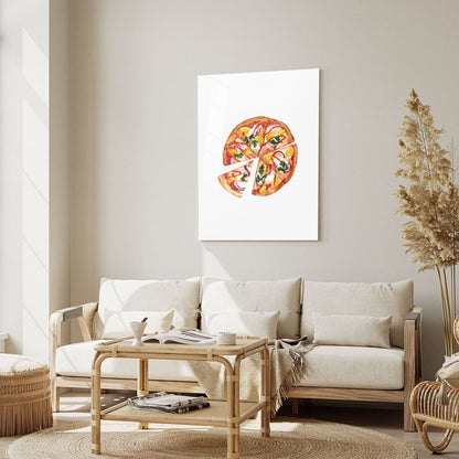 Wes Co Gallery Metal Poster Gourmet Pizza Slice 5" x 7" Home Goods - Coffee White border only Metal Art Print