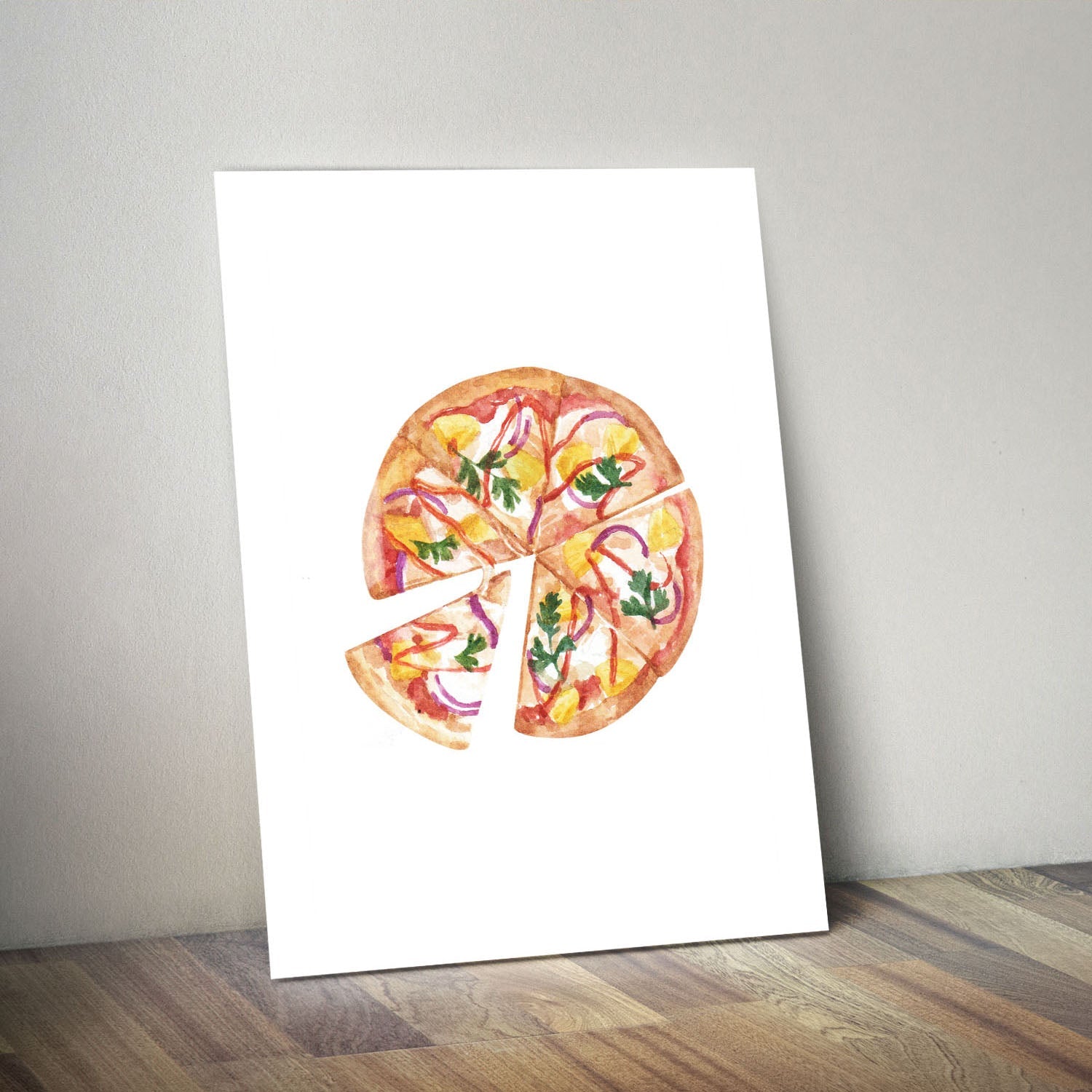 Wes Co Gallery Metal Poster Gourmet Pizza Slice 11" x 14" Home Goods - Coffee White border only Metal Art Print