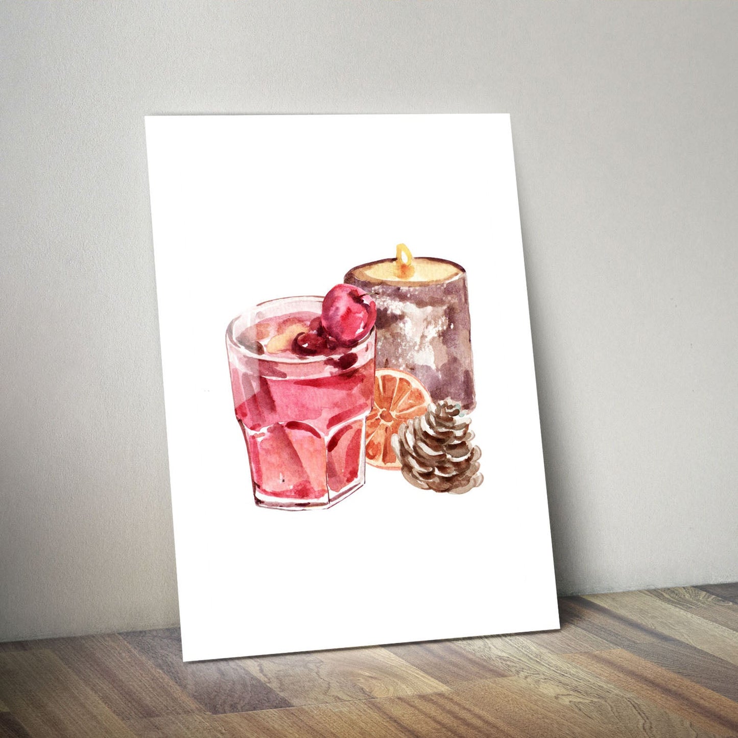 Wes Co Gallery Metal Poster Cozy Candle and Cocktail 11" x 14" Home Goods - Coffee White border only Metal Art Print