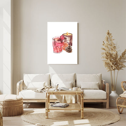 Wes Co Gallery Metal Poster Cozy Candle and Cocktail 11" x 14" Home Goods - Coffee White border only Metal Art Print