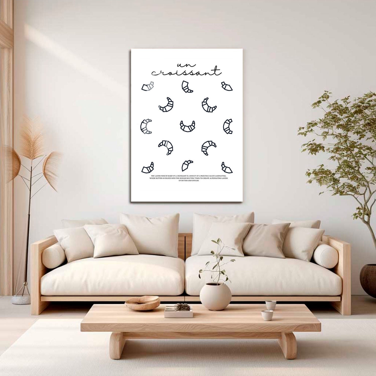 Wes Co Gallery Metal Poster Chic Croissant Design 16" x 24" Home Goods - Coffee White border only Metal Art Print