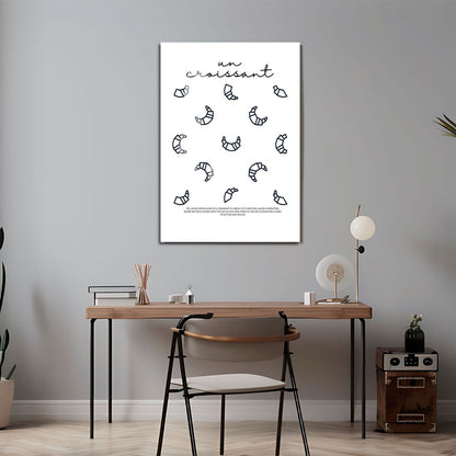 Wes Co Gallery Metal Poster Chic Croissant Design 24" x 36" Home Goods - Coffee White border only Metal Art Print