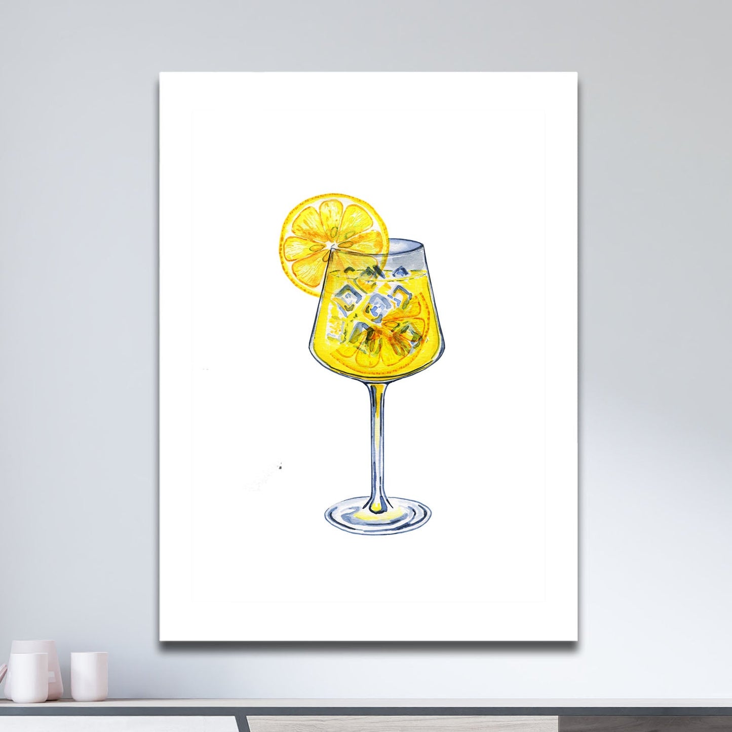 Wes Co Gallery Metal Poster Refreshing Lemon Spritzer 11" x 17" Home Goods - Coffee White border only Metal Art Print