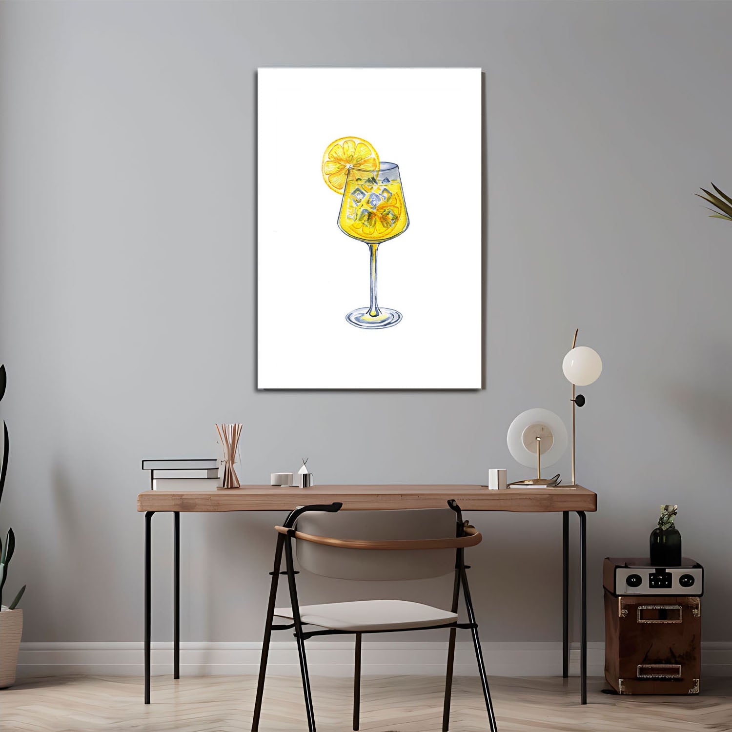 Wes Co Gallery Metal Poster Refreshing Lemon Spritzer 24" x 36" Home Goods - Coffee White border only Metal Art Print