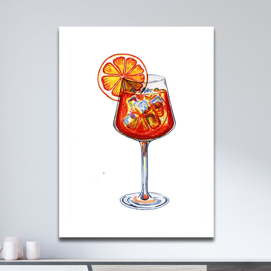 Wes Co Gallery Metal Poster Citrus Splash in a Glass 11" x 17" Home Goods - Coffee White border only Metal Art Print