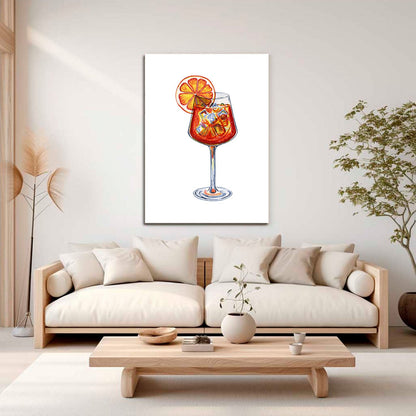 Wes Co Gallery Metal Poster Citrus Splash in a Glass 16" x 24" Home Goods - Coffee White border only Metal Art Print