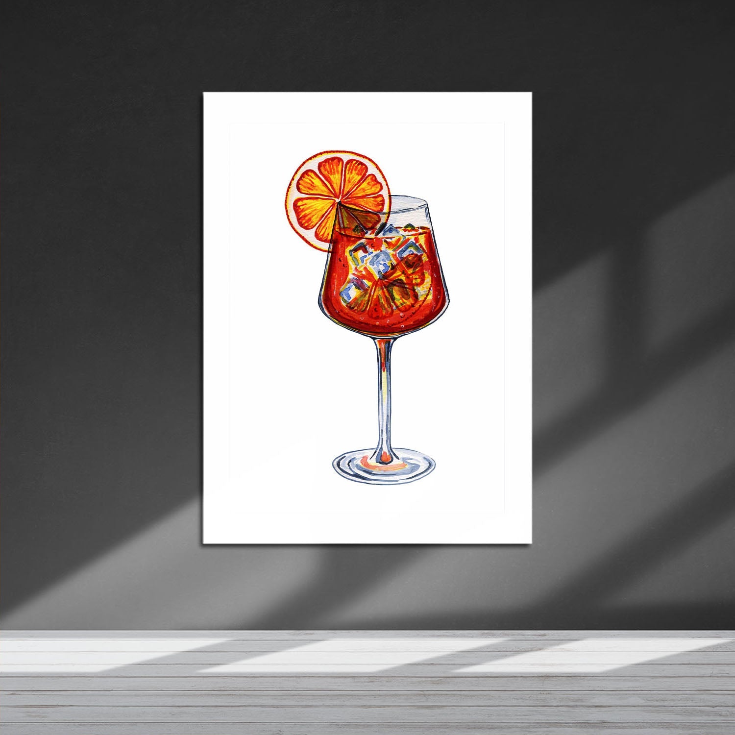 Wes Co Gallery Metal Poster Citrus Splash in a Glass 16" x 24" Home Goods - Coffee White border only Metal Art Print