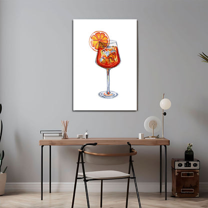 Wes Co Gallery Metal Poster Citrus Splash in a Glass 24" x 36" Home Goods - Coffee White border only Metal Art Print