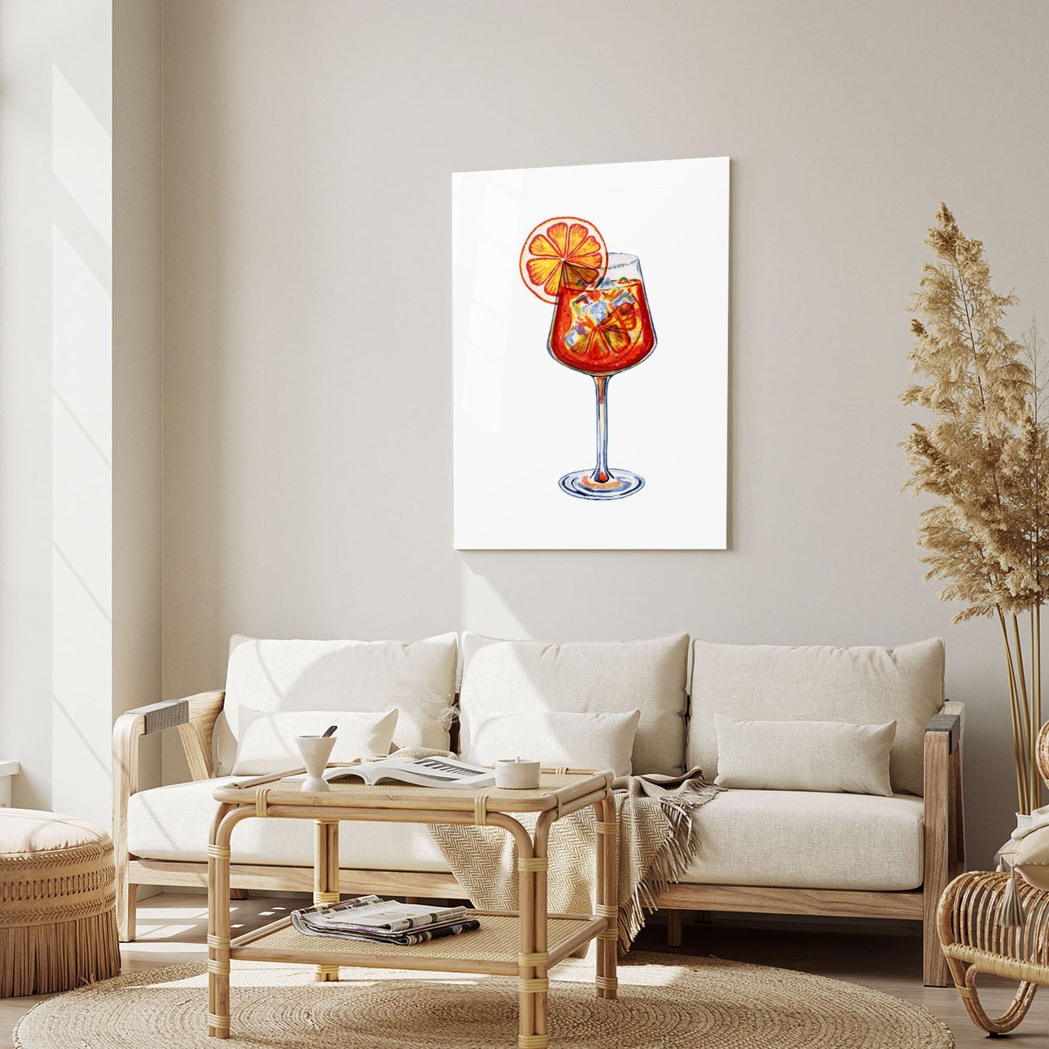 Wes Co Gallery Metal Poster Citrus Splash in a Glass 5" x 7" Home Goods - Coffee White border only Metal Art Print