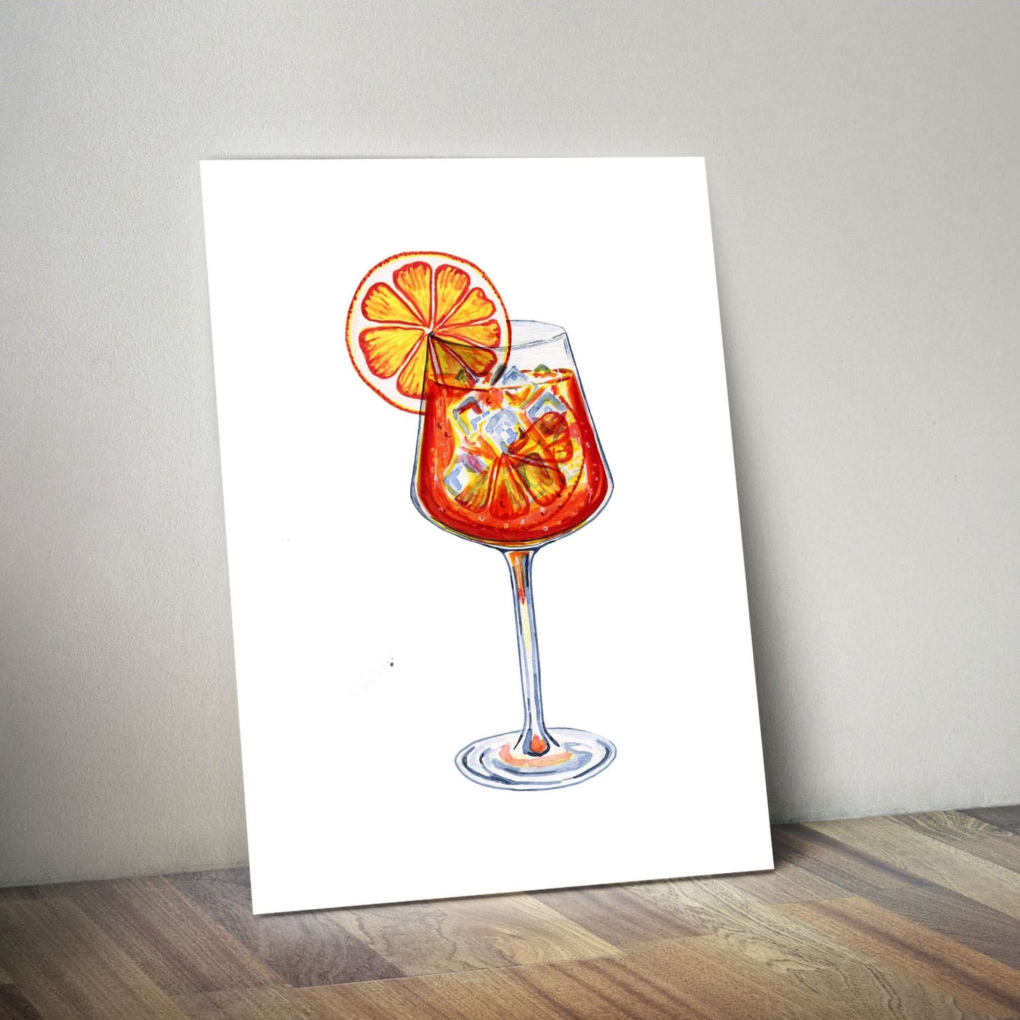 Wes Co Gallery Metal Poster Citrus Splash in a Glass 11" x 14" Home Goods - Coffee White border only Metal Art Print