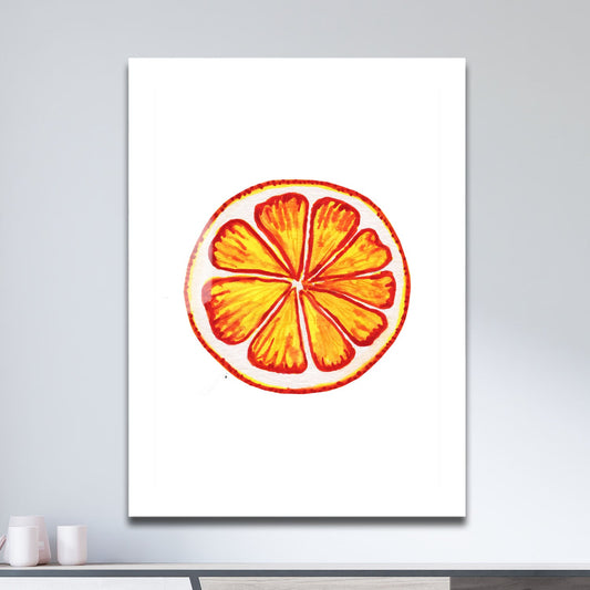 Wes Co Gallery Metal Poster Sunny Citrus Slice 11" x 17" Home Goods - Coffee White border only Metal Art Print