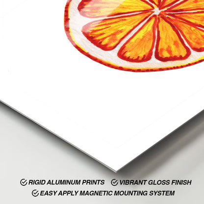 Wes Co Gallery Metal Poster Sunny Citrus Slice 11" x 17" Home Goods - Coffee White border only Metal Art Print