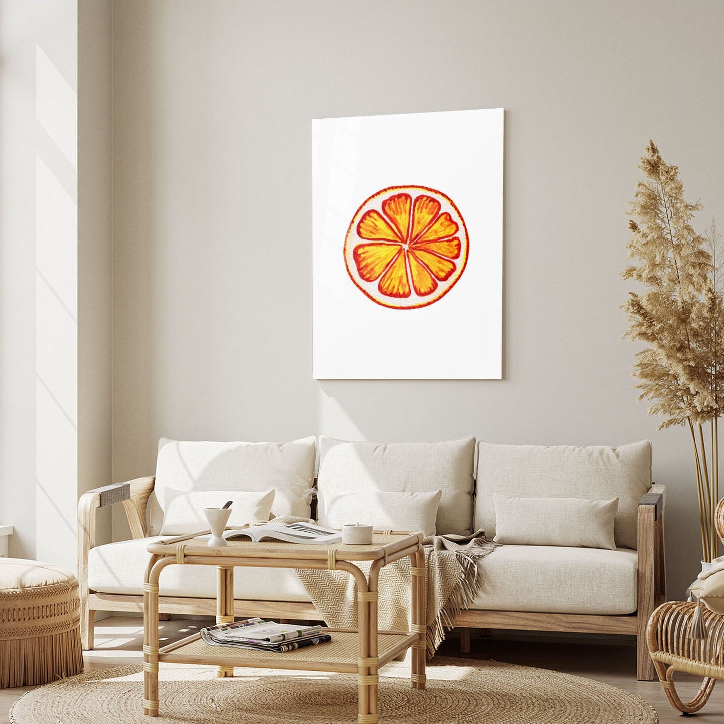 Wes Co Gallery Metal Poster Sunny Citrus Slice 5" x 7" Home Goods - Coffee White border only Metal Art Print