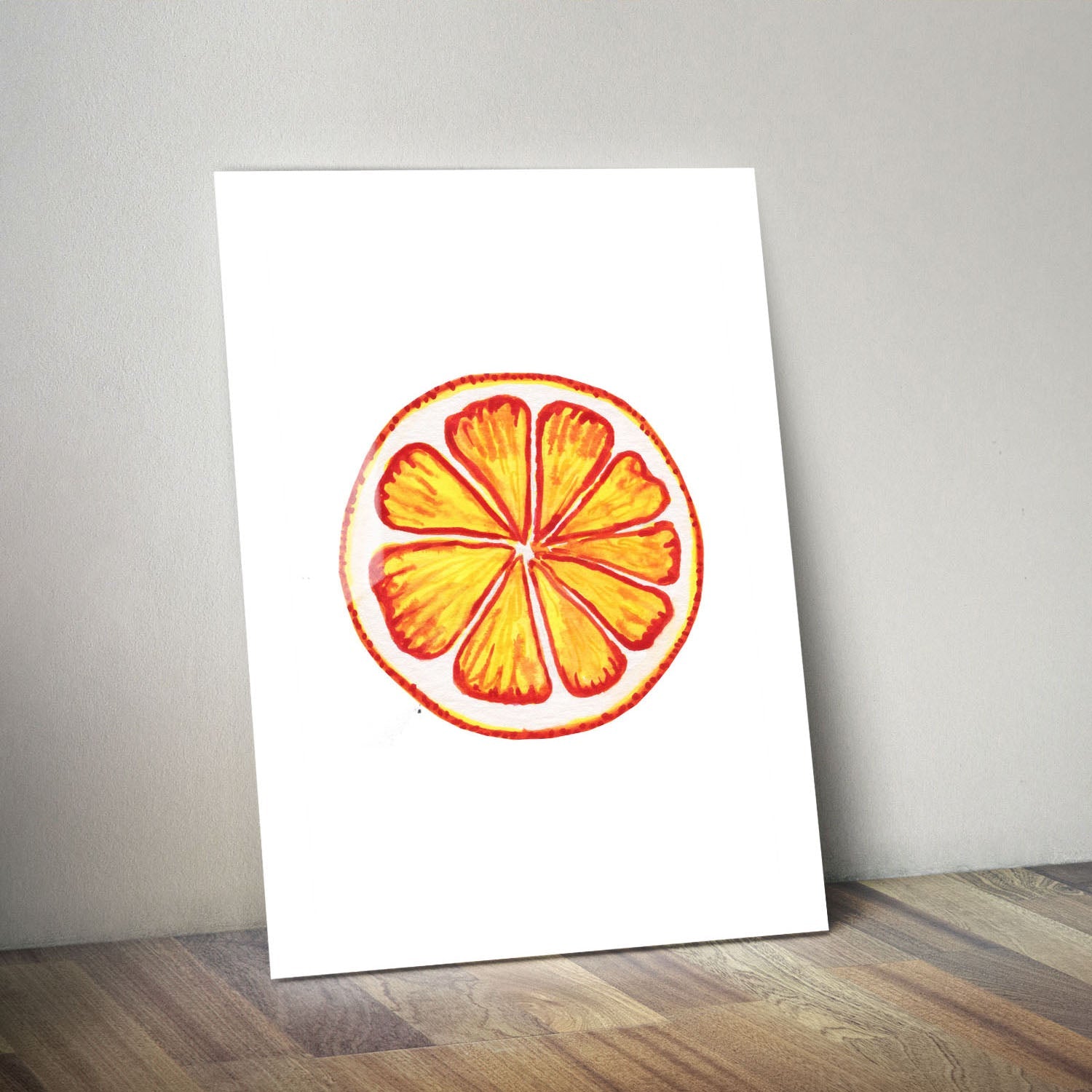 Wes Co Gallery Metal Poster Sunny Citrus Slice 11" x 14" Home Goods - Coffee White border only Metal Art Print