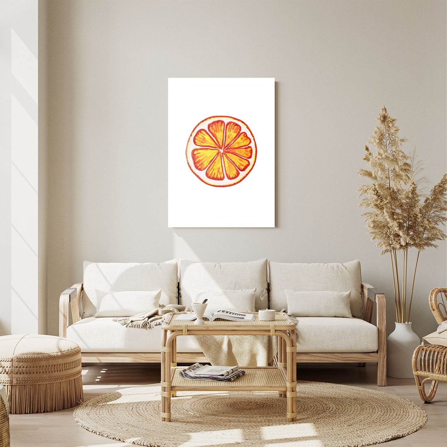 Wes Co Gallery Metal Poster Sunny Citrus Slice 11" x 14" Home Goods - Coffee White border only Metal Art Print