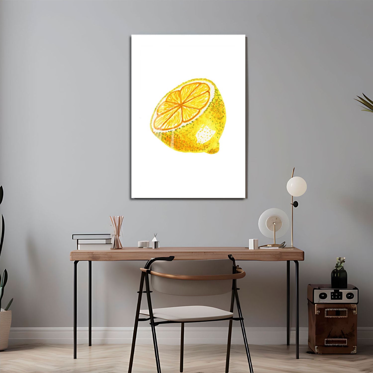 Wes Co Gallery Metal Poster Golden Lemon Delight 24" x 36" Home Goods - Coffee White border only Metal Art Print