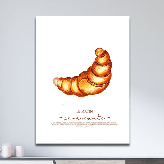 Wes Co Gallery Metal Poster Le Matin Croissant 11" x 17" Home Goods - Coffee White border only Metal Art Print