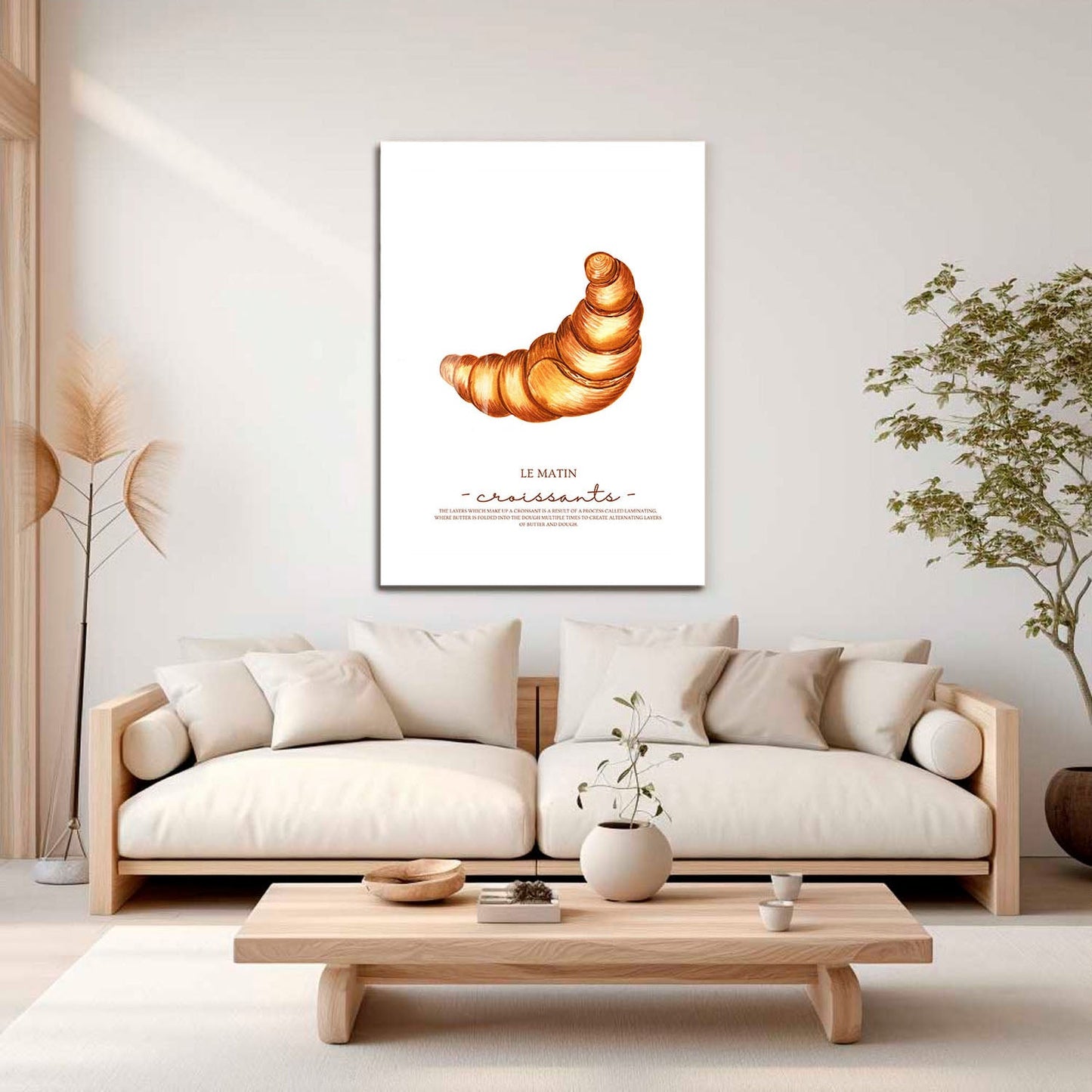 Wes Co Gallery Metal Poster Le Matin Croissant 16" x 24" Home Goods - Coffee White border only Metal Art Print