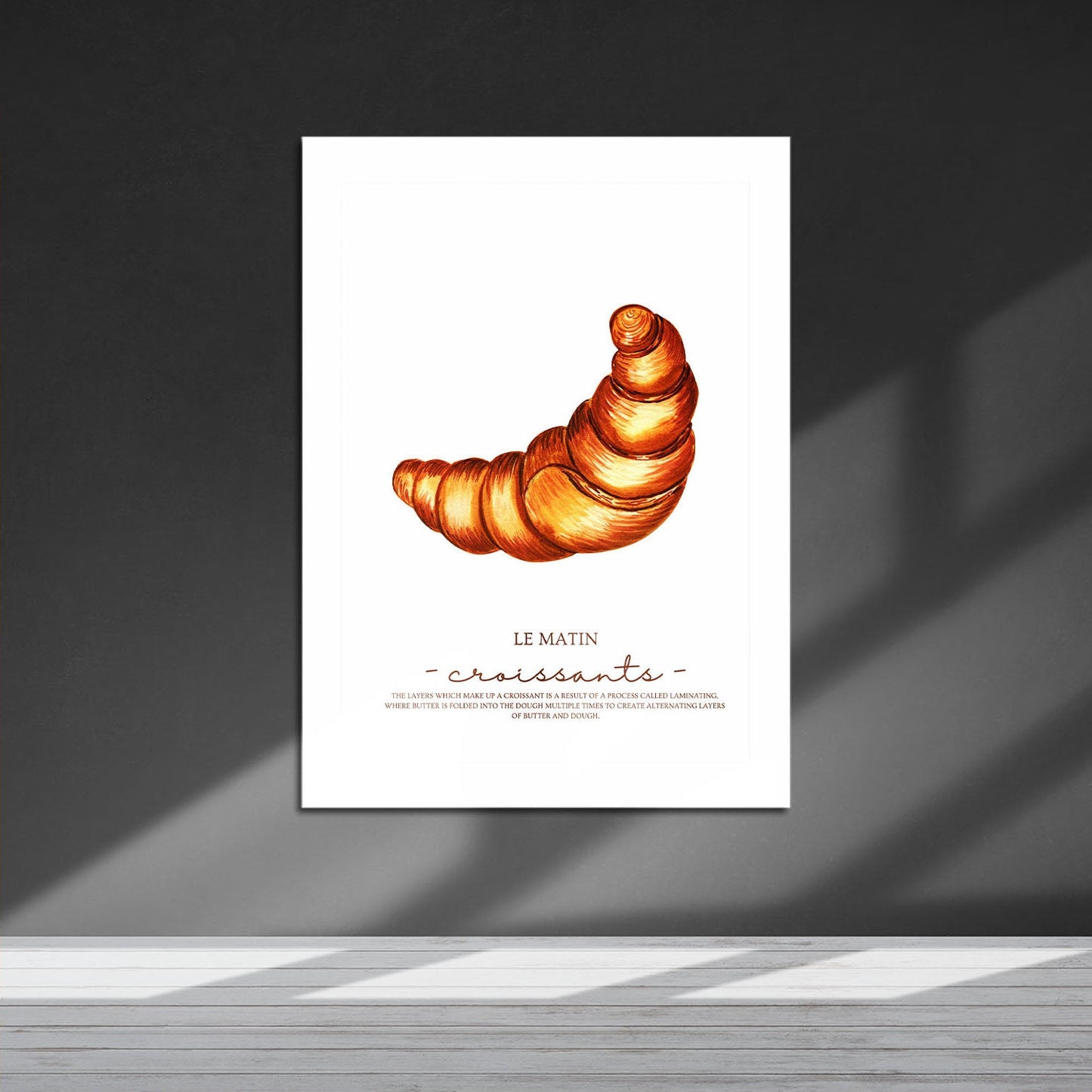 Wes Co Gallery Metal Poster Le Matin Croissant 16" x 24" Home Goods - Coffee White border only Metal Art Print