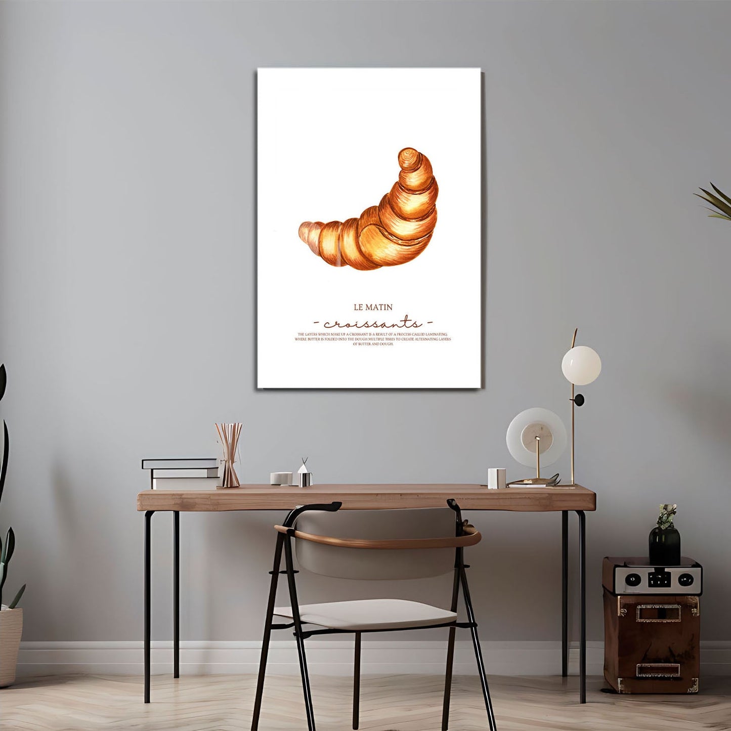 Wes Co Gallery Metal Poster Le Matin Croissant 24" x 36" Home Goods - Coffee White border only Metal Art Print