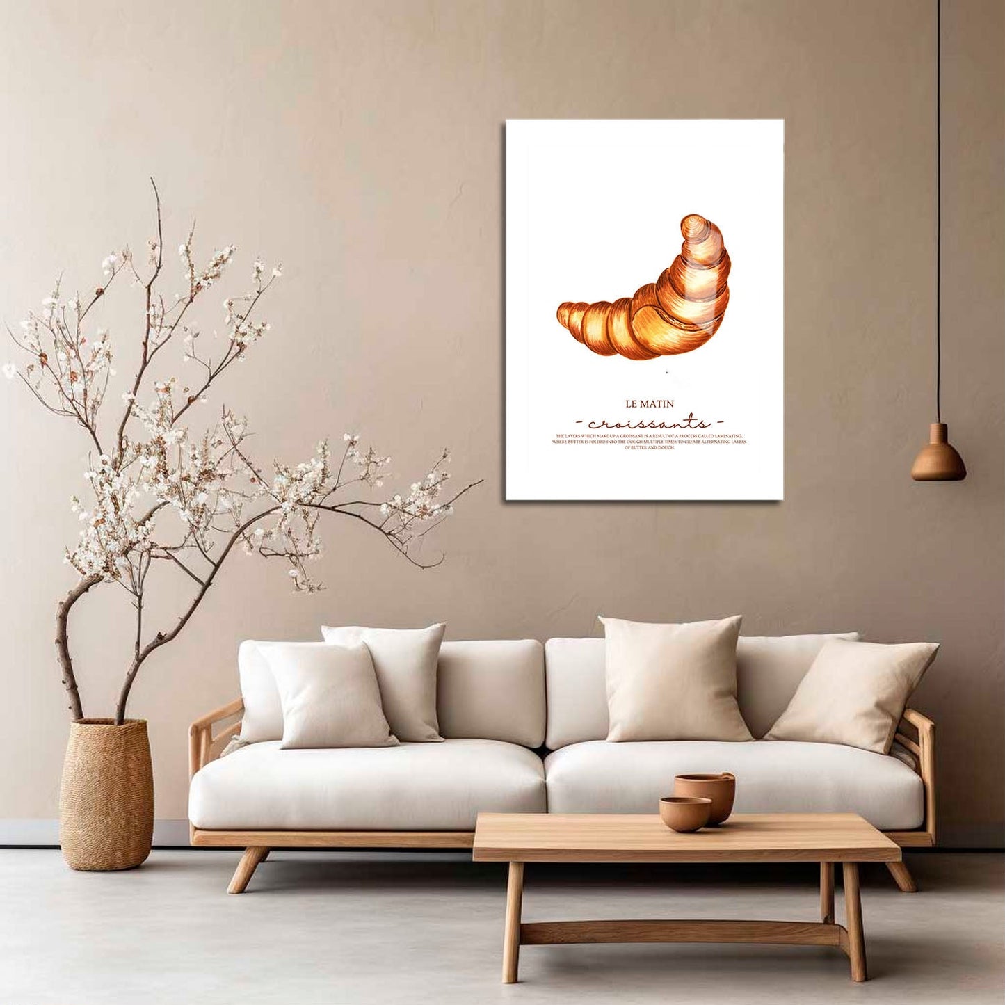 Wes Co Gallery Metal Poster Le Matin Croissant 5" x 7" Home Goods - Coffee White border only Metal Art Print