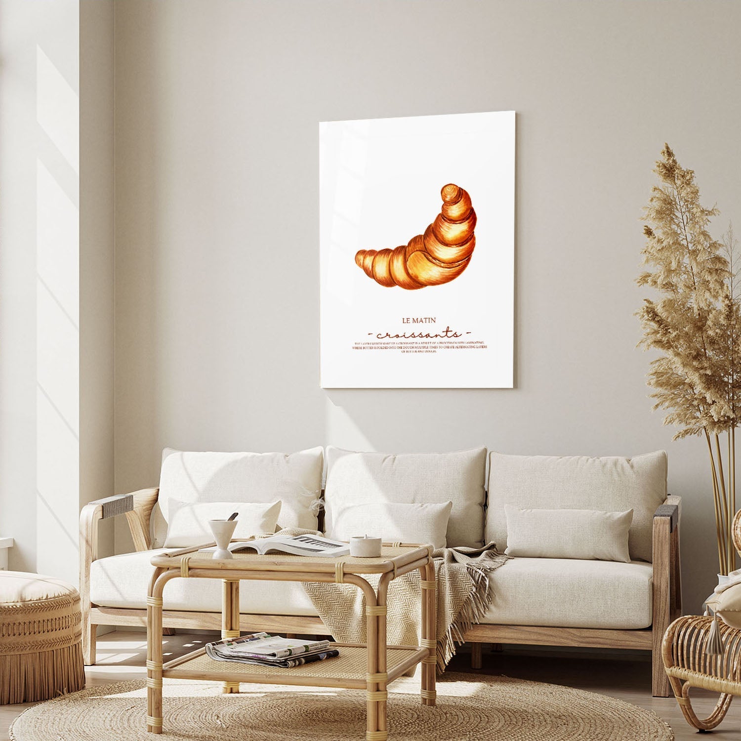 Wes Co Gallery Metal Poster Le Matin Croissant 5" x 7" Home Goods - Coffee White border only Metal Art Print