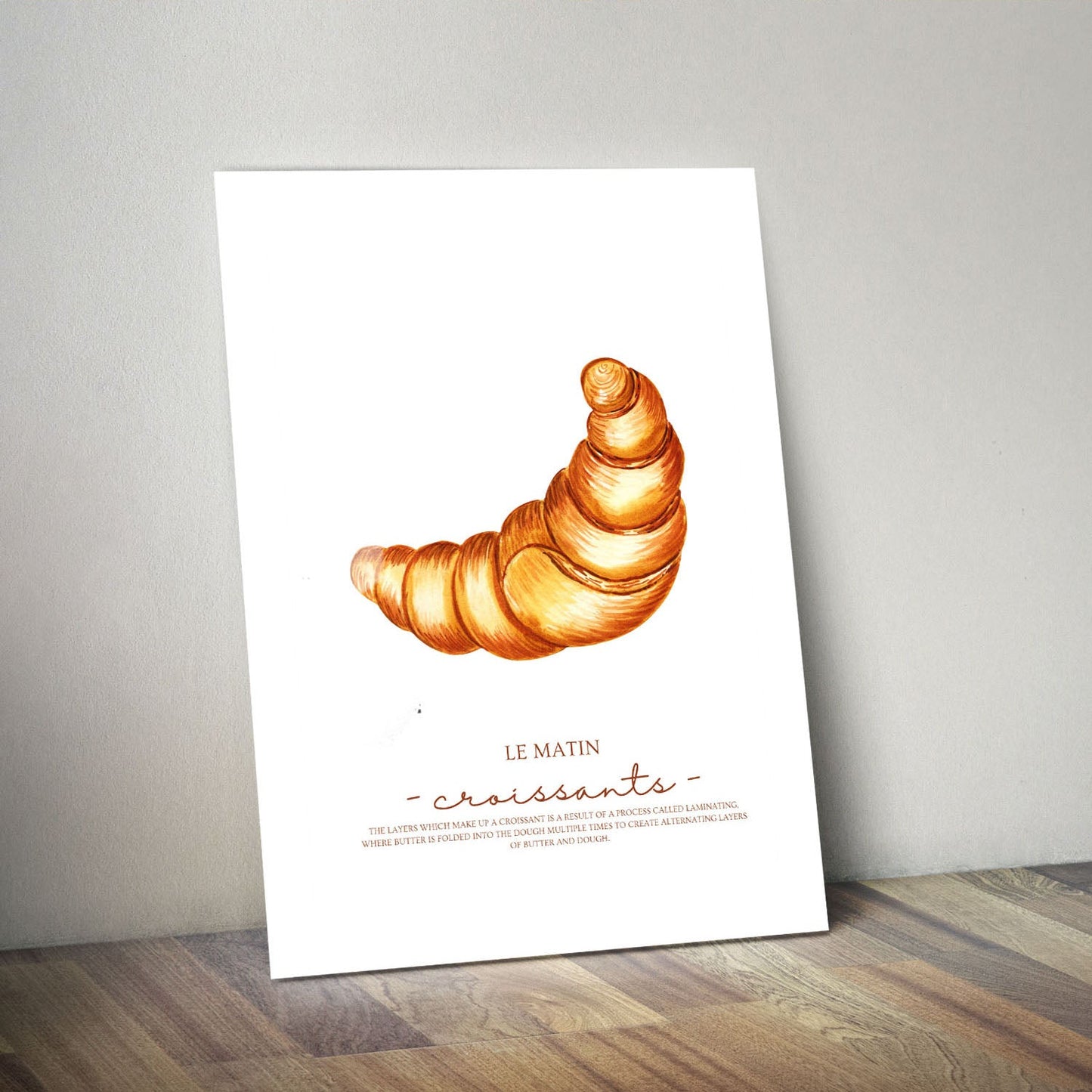 Wes Co Gallery Metal Poster Le Matin Croissant 11" x 14" Home Goods - Coffee White border only Metal Art Print