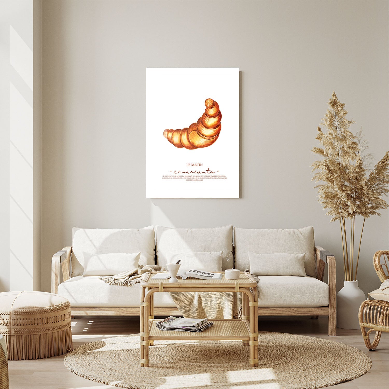 Wes Co Gallery Metal Poster Le Matin Croissant 11" x 14" Home Goods - Coffee White border only Metal Art Print