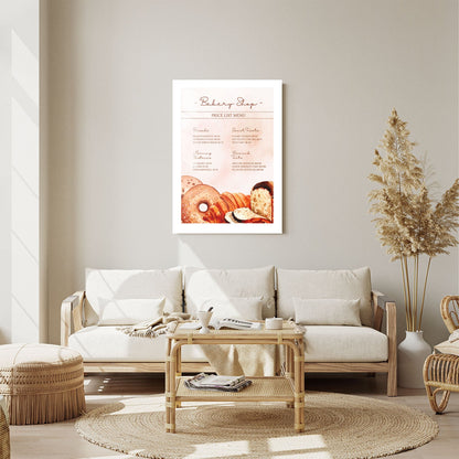 Wes Co Gallery Metal Poster Bakery Shop Price List 11" x 14" Home Goods - Coffee White border only Metal Art Print