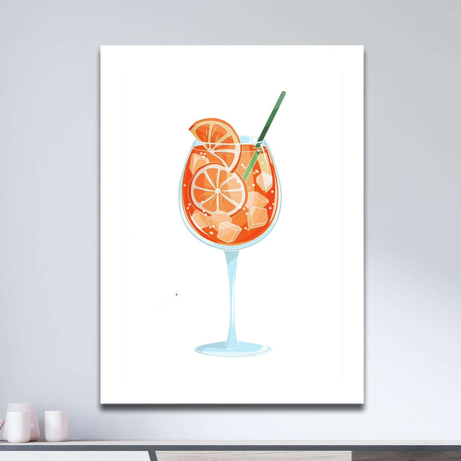 Wes Co Gallery Metal Poster Orange Infusion in a Glass 11" x 17" Home Goods - Coffee White border only Metal Art Print