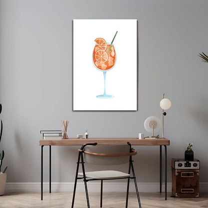 Wes Co Gallery Metal Poster Orange Infusion in a Glass 24" x 36" Home Goods - Coffee White border only Metal Art Print