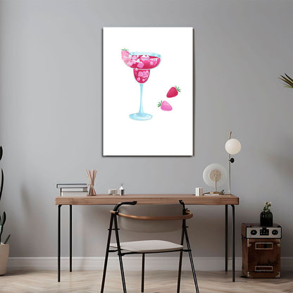 Wes Co Gallery Metal Poster Strawberry Delight Margarita 24" x 36" Home Goods - Coffee White border only Metal Art Print