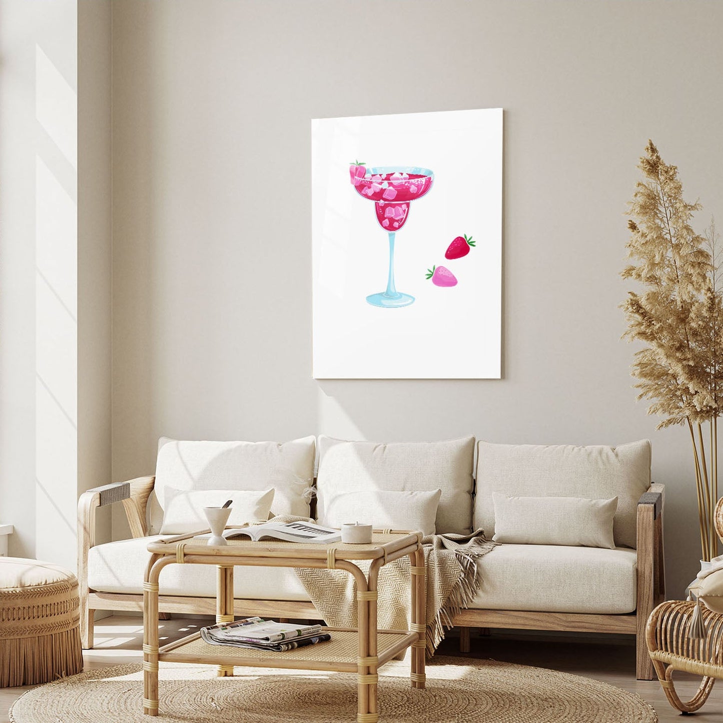 Wes Co Gallery Metal Poster Strawberry Delight Margarita 5" x 7" Home Goods - Coffee White border only Metal Art Print