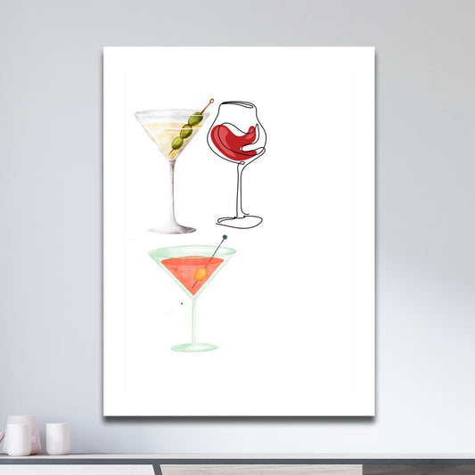 Wes Co Gallery Metal Poster Martini Elegance 11" x 17" Home Goods - Coffee White border only Metal Art Print