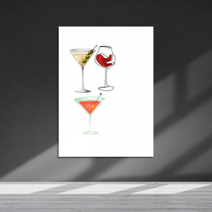 Wes Co Gallery Metal Poster Martini Elegance 16" x 24" Home Goods - Coffee White border only Metal Art Print