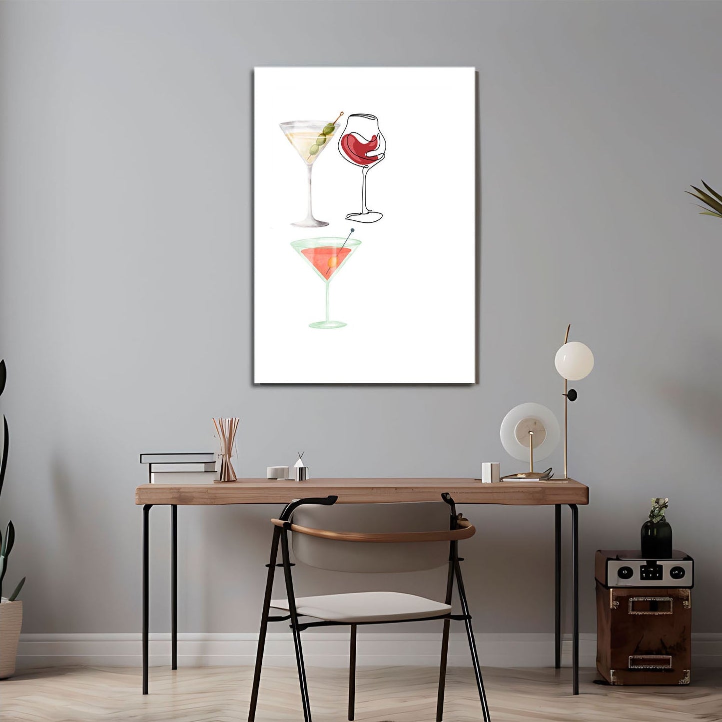 Wes Co Gallery Metal Poster Martini Elegance 24" x 36" Home Goods - Coffee White border only Metal Art Print