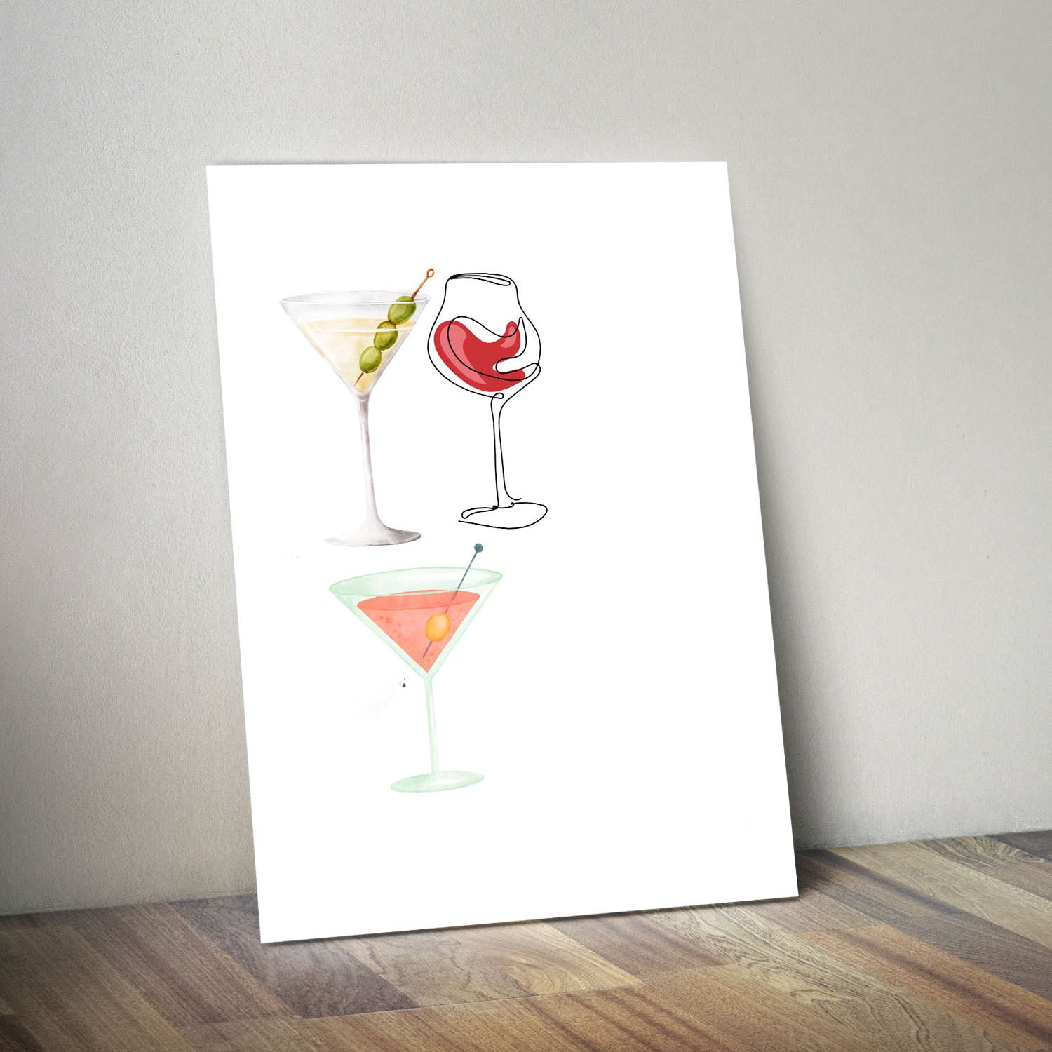 Wes Co Gallery Metal Poster Martini Elegance 11" x 14" Home Goods - Coffee White border only Metal Art Print