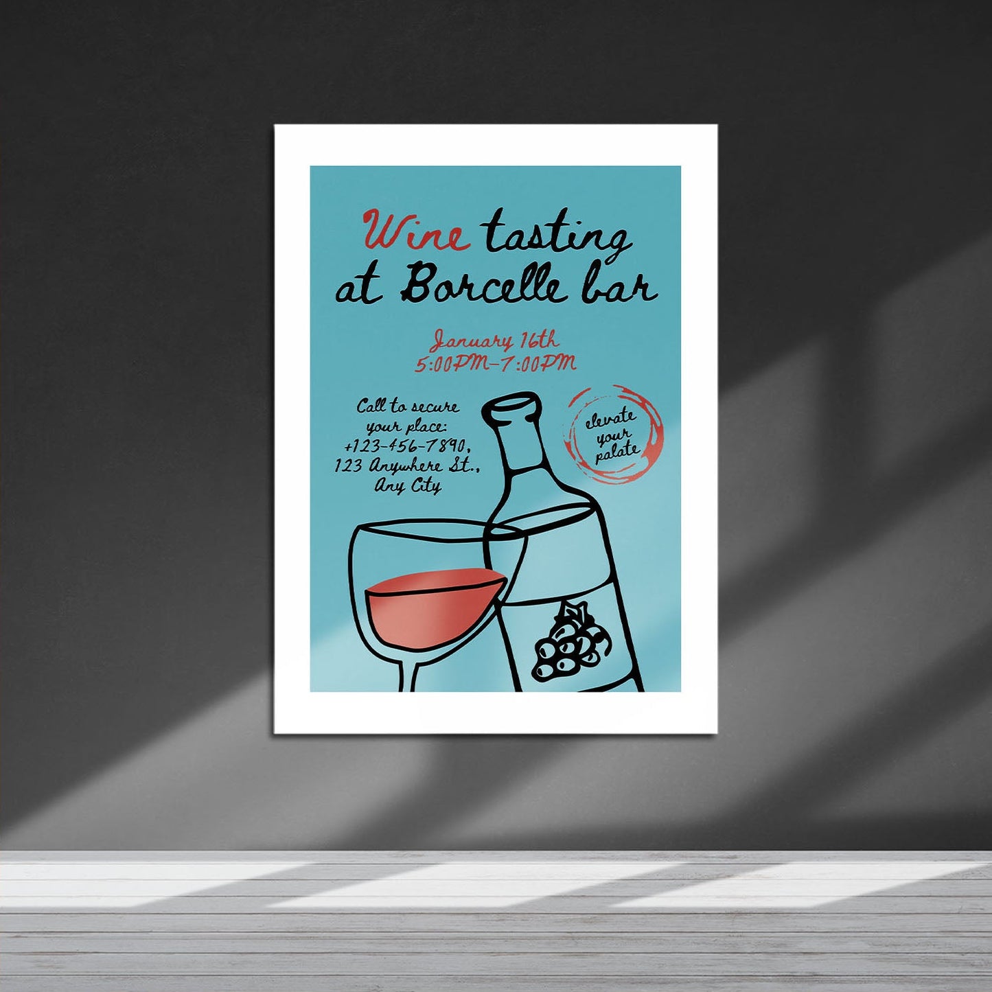 Wes Co Gallery Metal Poster Wine Tasting at Borcelle 16" x 24" Home Goods - Coffee White border only Metal Art Print