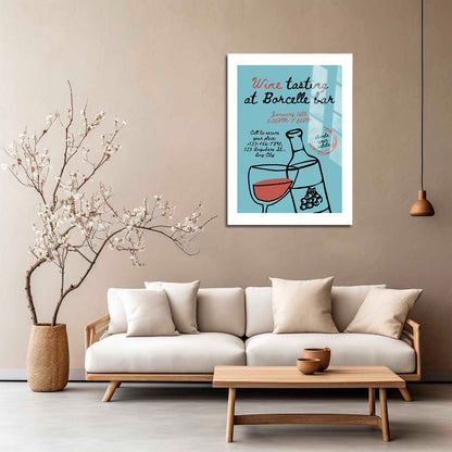 Wes Co Gallery Metal Poster Wine Tasting at Borcelle 5" x 7" Home Goods - Coffee White border only Metal Art Print