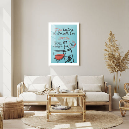 Wes Co Gallery Metal Poster Wine Tasting at Borcelle 11" x 14" Home Goods - Coffee White border only Metal Art Print