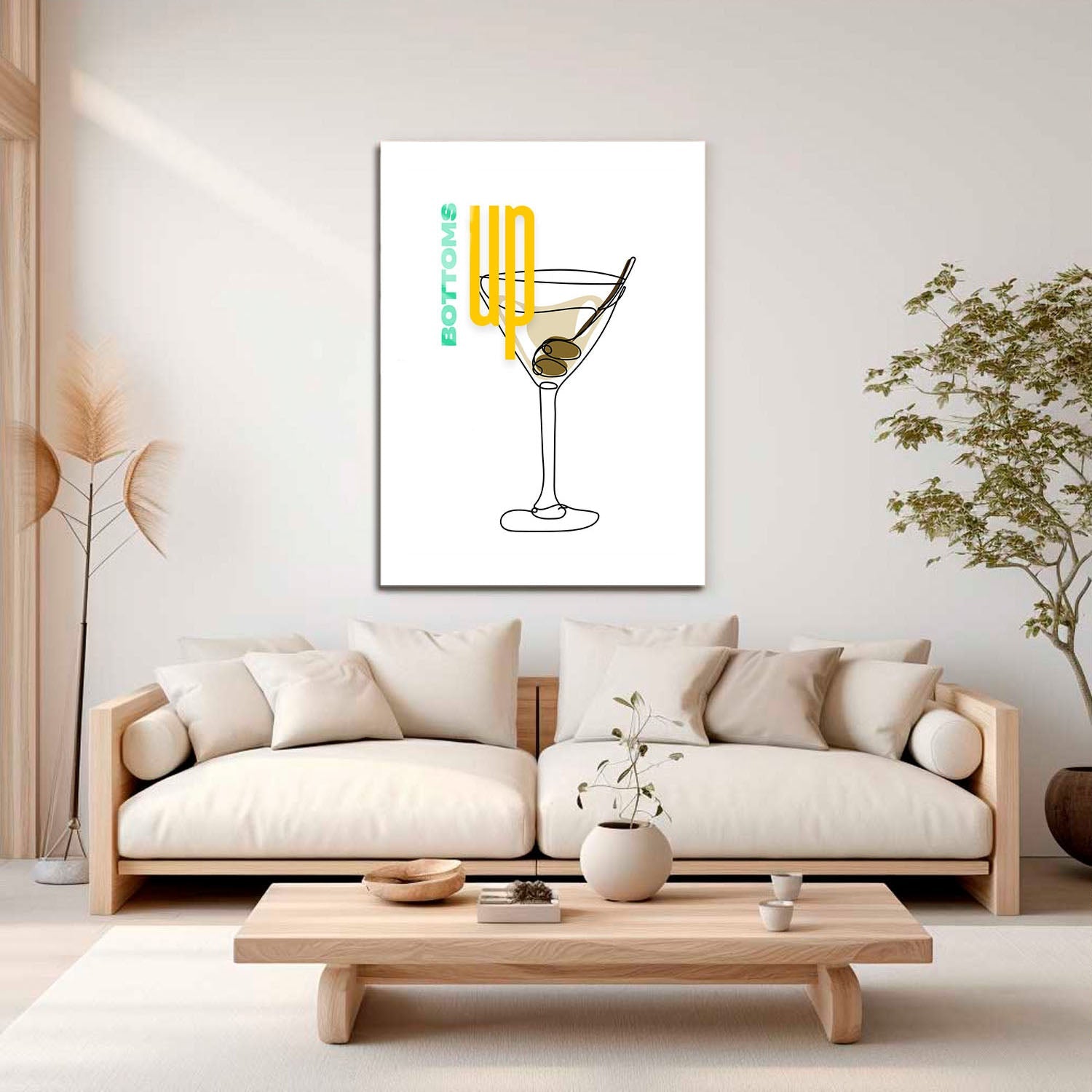 Wes Co Gallery Metal Poster Bottoms Up Martini 16" x 24" Home Goods - Coffee White border only Metal Art Print