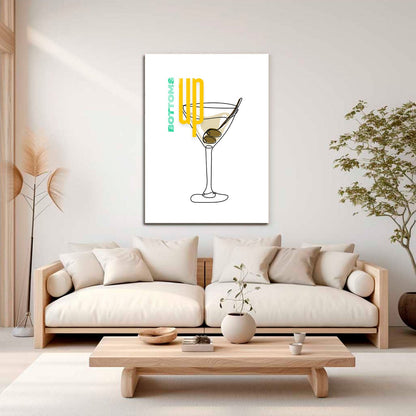 Wes Co Gallery Metal Poster Bottoms Up Martini 16" x 24" Home Goods - Coffee White border only Metal Art Print