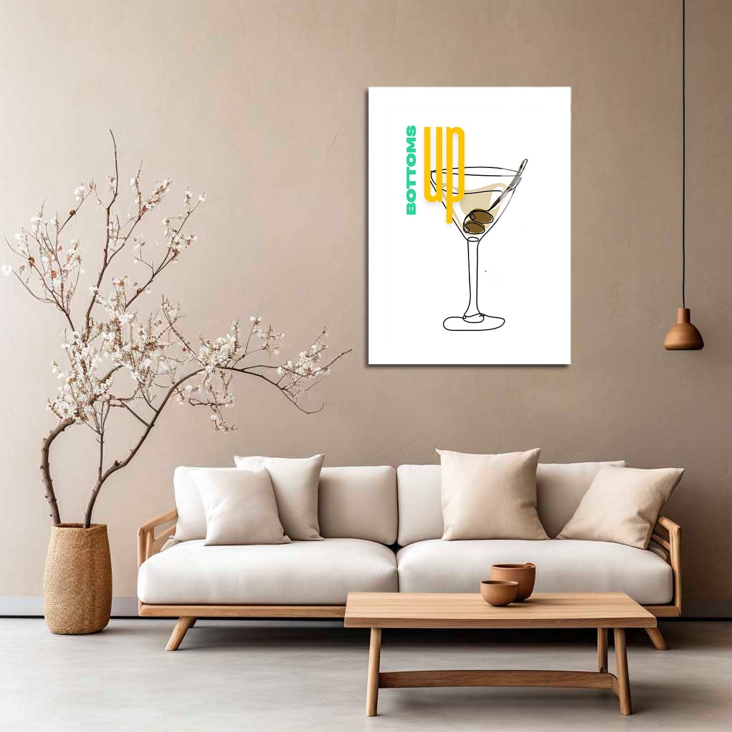 Wes Co Gallery Metal Poster Bottoms Up Martini 5" x 7" Home Goods - Coffee White border only Metal Art Print