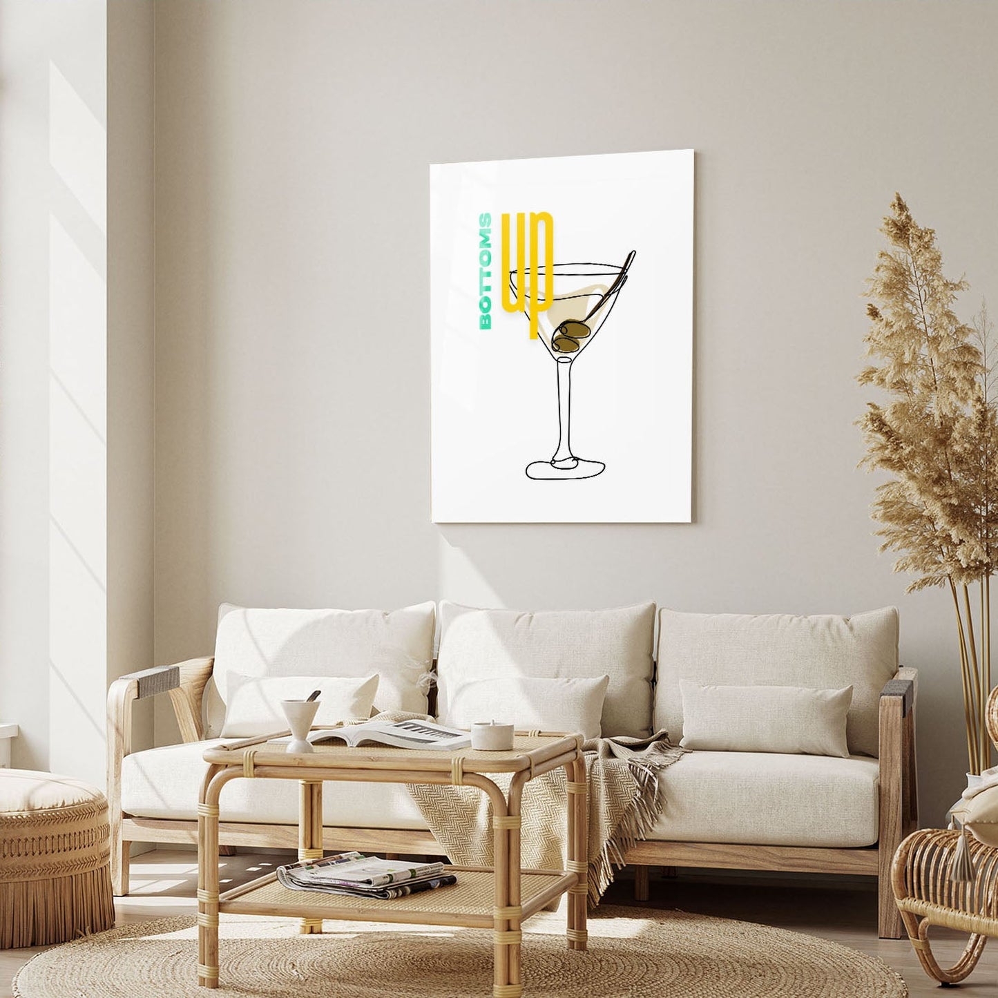 Wes Co Gallery Metal Poster Bottoms Up Martini 5" x 7" Home Goods - Coffee White border only Metal Art Print