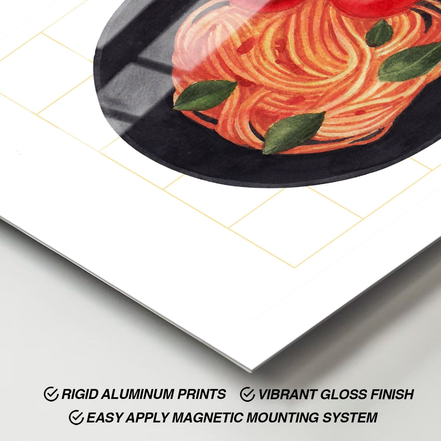 Wes Co Gallery Metal Poster Pasta All'Amatriciana Delight 11" x 17" Home Goods - Coffee White border only Metal Art Print