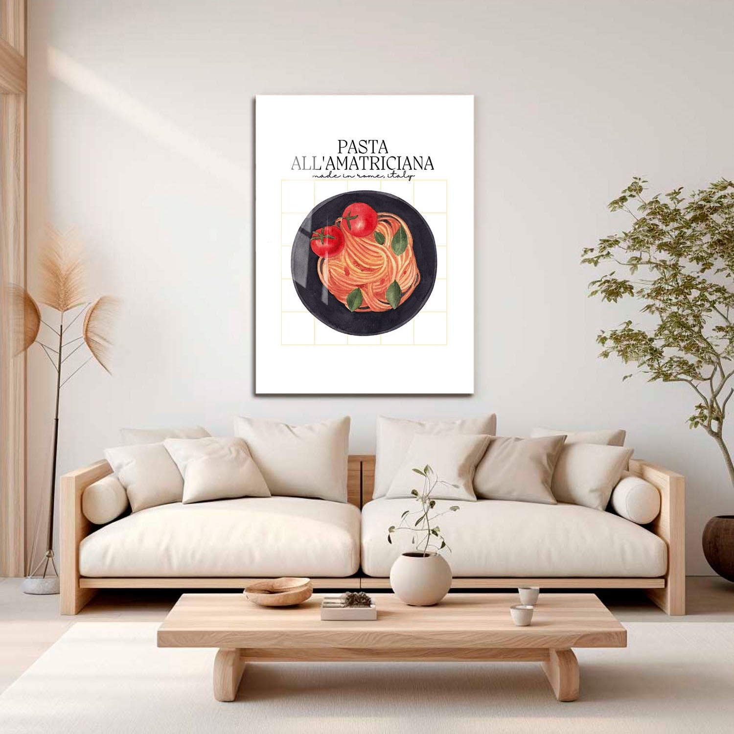 Wes Co Gallery Metal Poster Pasta All'Amatriciana Delight 16" x 24" Home Goods - Coffee White border only Metal Art Print