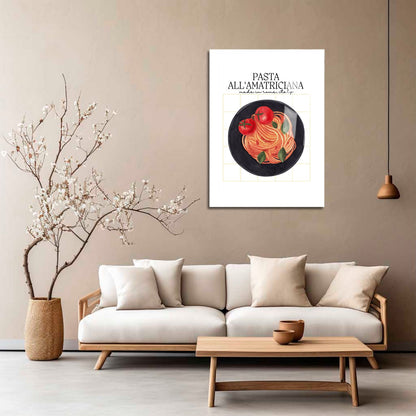 Wes Co Gallery Metal Poster Pasta All'Amatriciana Delight 5" x 7" Home Goods - Coffee White border only Metal Art Print